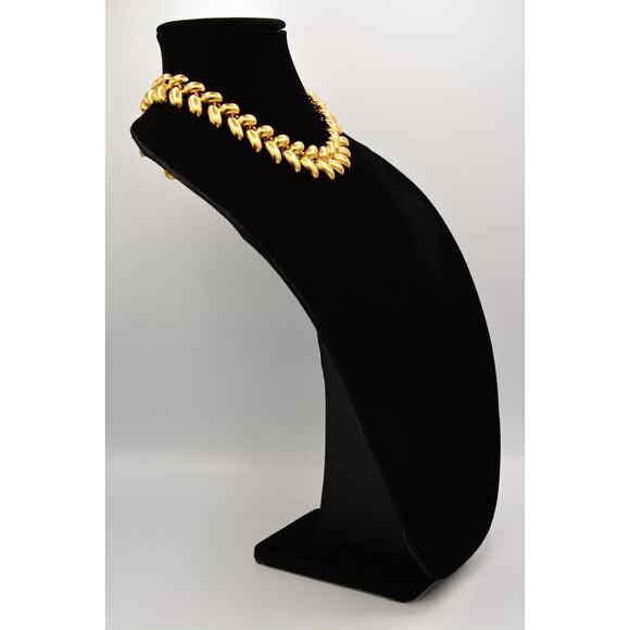 Anne Klein Vintage Chunky Collar Necklace Heavy Brushed Gold Satin Signed BinY - Picture 4 of 12